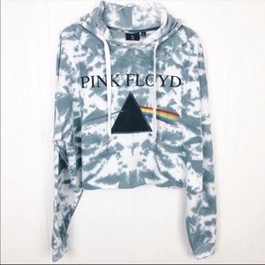 Pink Floyd Tie Dye Cropped Sweater Hood Drawstring